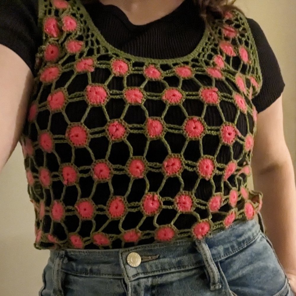 Vintage Sweater vest Psychedelic 60s hand knit